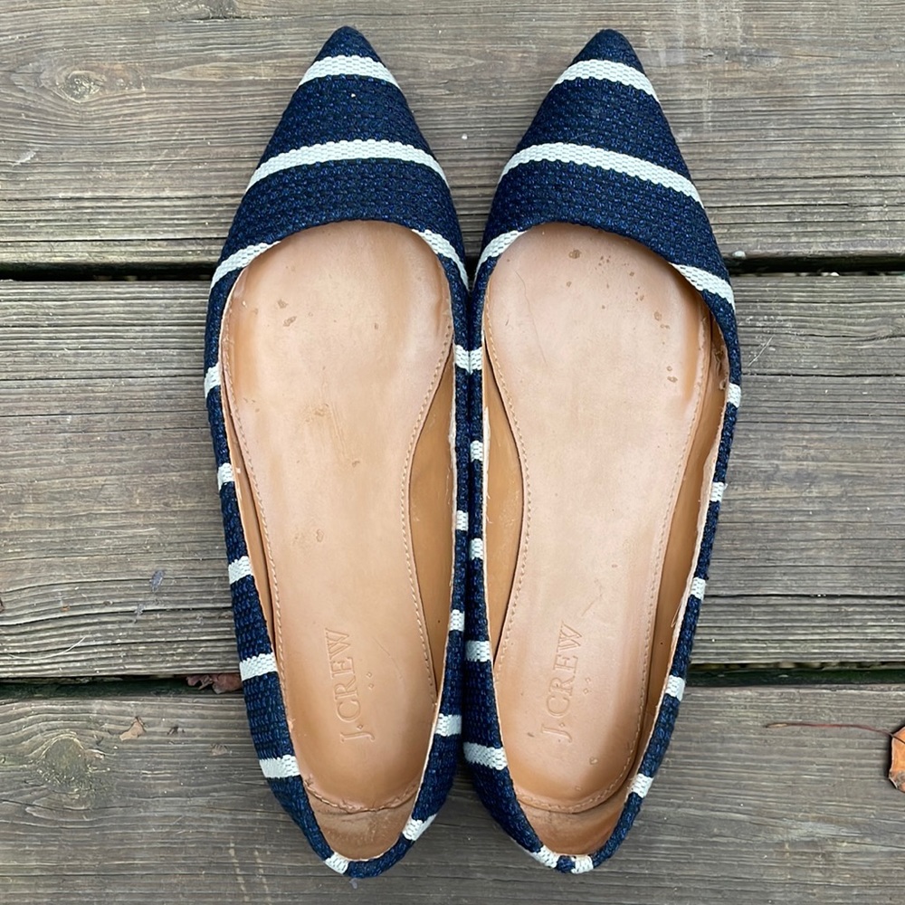J. Crew Striped Pointed Toe Flats